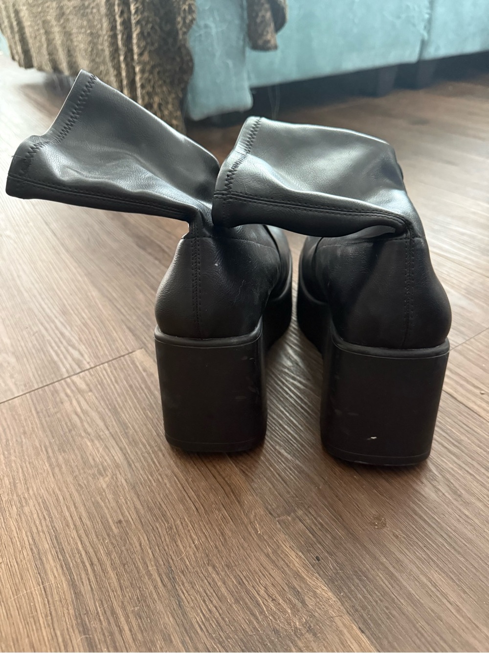 Black Platform Wedge Ankle Boots - Women's Fashion Boots size 7.5-8 - Picture 5 of 8